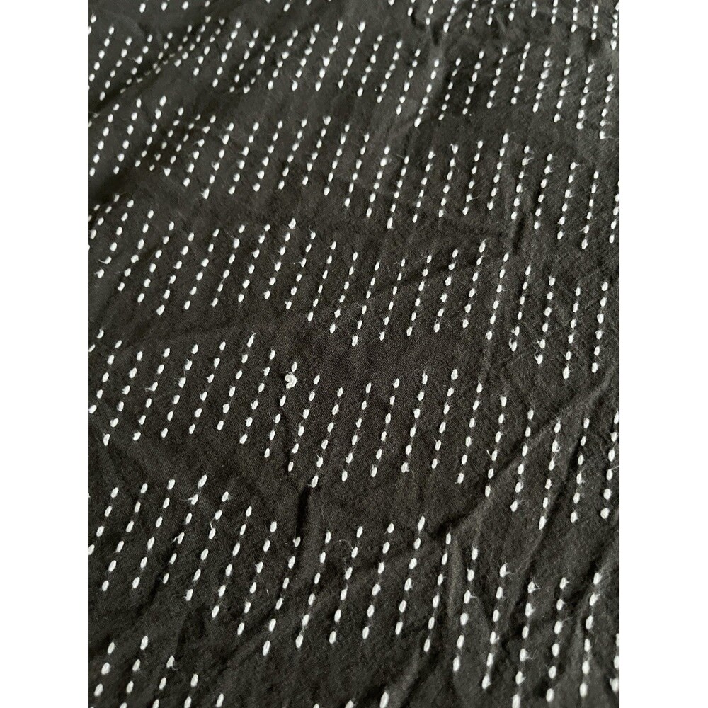 West Elm King Duvet Cover Pick Stitches Gray White Cotton Kantha Style - Picture 2 of 6